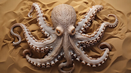 Obraz premium Octopus camouflaging itself against a textured sandy seabed