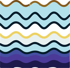 a tranquil wave pattern with pastel accents, beautifully centered on white, icon