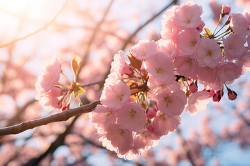 Low angle shot of Sakura blossoms.