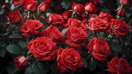 Natural red roses background. Generative AI