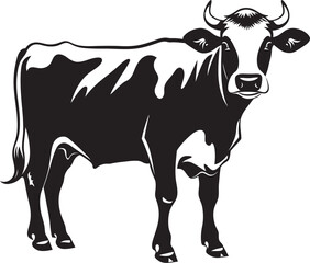 Rustic Ranch Charm Full Body Cow Vector Logo Icon Eco Friendly Farming Holistic Cow Design Element for Logos