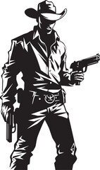 Bandit Buster Cowboy Vector Design Element Rustic Revolver Renegade Cowboy Gun Icon