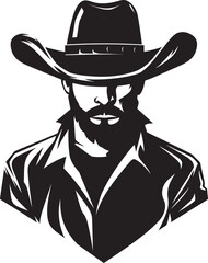 Cattle Rustler Renegade Cowboy with Gun Icon Lone Ranger Legacy Cowboy Gun Vector Logo