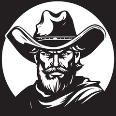 Rustler Wrangler Cowboy Holding a Gun Icon Desert Duelist Cowboy Gun Vector Logo