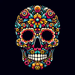 Colorful Water Color Skull with color Splash ,beautiful skull painting
