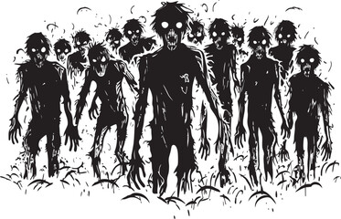 Obraz premium Monster Mash Doodles Zombie Group Vector Element Zany Zombie Zest Doodle Zombies Emblem