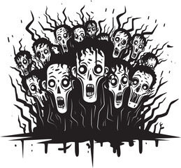 Doodle Dread Zombies Vector Logo Design The Walking Sketch Zombies Group Icon