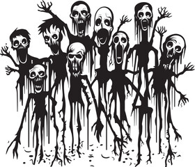 Zombie Zaniness Vector Icon of Zombies Grotesque Gathering Doodle Zombies Logo Design