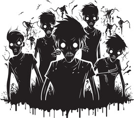 Cute Cadavers Doodle Zombies Logo Design Gory Gala Zombies Vector Element