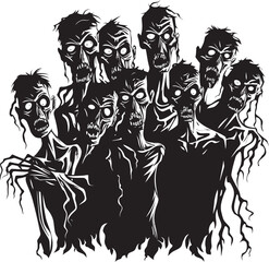 Zombie Zaniness Doodle Zombies Vector Design Gruesome Gathering Zombies Logo Icon
