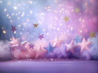Fototapeta na wymiar Celestial Delight: high-resolution PNG, Balloons, Stars, and Rainbow Cake Smash Backdrops for Magical Baby Birthday Photography