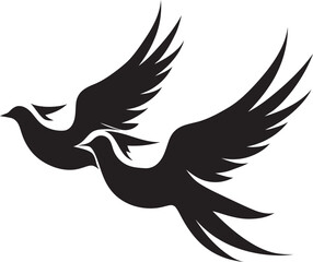 Wings of Unity Dove Pair Vector Logo Eternal Harmony Dove Pair Vector Emblem