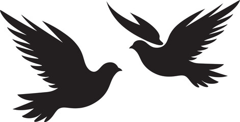 Celestial Lovebirds Vector Icon of a Dove Pair Wings of Unity Dove Pair Logo Design