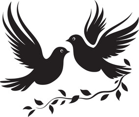 Gentle Companions Dove Pair Design Element Infinite Love Dove Pair Vector Logo