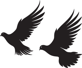 Loves Flight Path Vector Icon of a Dove Pair Fluttering Affection Dove Pair Emblem Design
