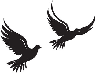 Obraz premium Celestial Connection Vector Icon of a Dove Pair Pair of Peace Dove Duo Design Element