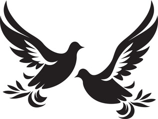 Harmony in Flight Vector Icon of a Dove Pair Pair of Peace Dove Pair Emblem Design