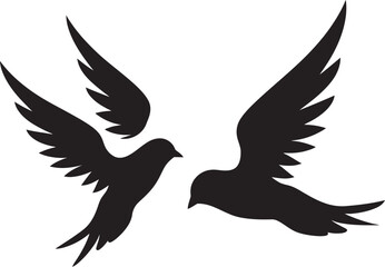 Pair of Peace Dove Pair Emblem Design Wings of Unity Vector Logo of a Dove Pair