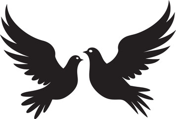 Peaceful Partners Dove Pair Design Element Celestial Connection Vector Icon of a Dove Pair