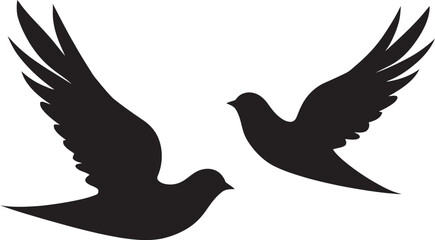 Celestial Connection Vector Icon of a Dove Pair Flight of Love Dove Pair Emblem Design