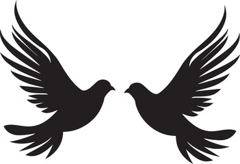 Serenade in Flight Dove Pair Design Element Winged Unity Vector Icon of a Dove Pair