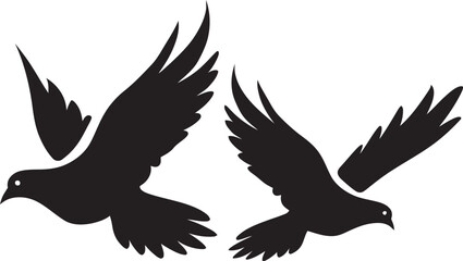 Soulful Soar Vector Logo of a Dove Pair Harmony in Flight Dove Pair Emblem Design