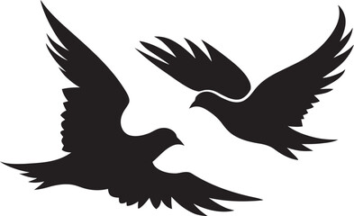 Fluttering Affection Dove Pair Design Element Soulful Soar Vector Logo of a Dove Pair