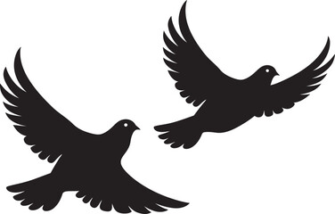 Pair of Peace Vector Icon of a Dove Pair Wings of Unity Dove Pair Emblem Design