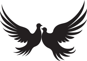 Symbolic Serenity Vector Logo of a Dove Pair Loving Wings Dove Pair Design Element