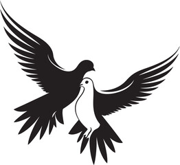 Harmony in Flight Dove Pair Emblem Design Pair of Peace Vector Icon of a Dove Pair