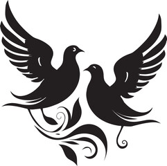 Heavenly Harmony Dove Pair Design Element Peaceful Partners Vector Icon of a Dove Pair