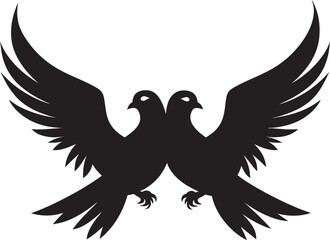Loves Flight Path Vector Icon of a Dove Pair Fluttering Affection Dove Pair Emblem Design