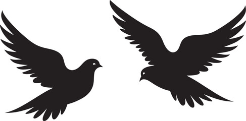 Fluttering Affection Dove Pair Emblem Design Soulful Soar Vector Logo of a Dove Pair