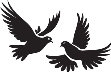 Heavenly Harmony Vector Logo of a Dove Pair Serenade in Flight Dove Pair Design Element