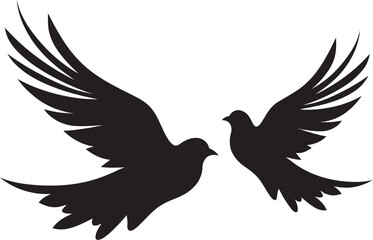 Wings of Unity Dove Pair Logo Design Serenade in Flight Vector Emblem of a Dove Pair