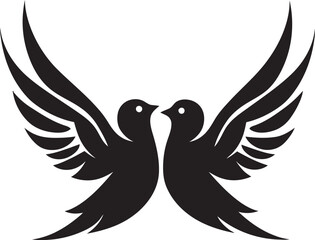 Love in Flight Vector Icon of a Dove Pair Heavenly Embrace Dove Pair Design Element