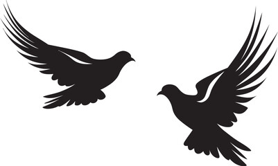 Flight of Compassion Vector Icon of a Dove Pair Harmony in Motion Dove Pair Design Element
