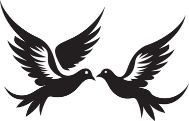 Fluttering Affection Vector Icon of a Dove Pair Gentle Companions Dove Pair Design Element