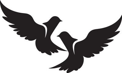 Pair of Serenity Dove Duo Vector Logo Feathered Union Vector Icon of a Dove Pair