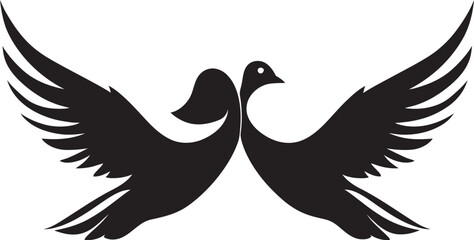 Feathered Union Vector Icon of a Dove Pair Flight of Compassion Dove Pair Design Element