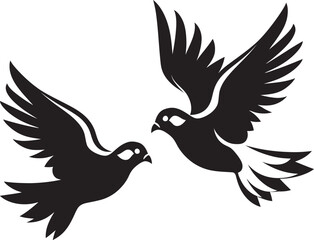 Winged Unity Dove Pair Vector Logo Loves Flight Path Vector Icon of a Dove Pair