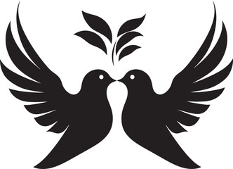 Pair of Serenity Dove Duo Vector Logo Feathered Union Vector Icon of a Dove Pair