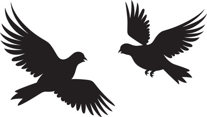 Symbolic Serenity Dove Pair Vector Emblem Fluttering Affection Vector Icon of a Dove Pair