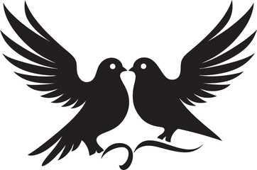 Pair of Peace Vector Emblem of a Dove Pair Wings of Unity Dove Pair Vector Logo