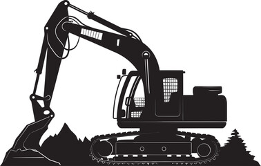 Heavy Duty Digger Excavator Vector Icon Ground Guru Excavator Design Element