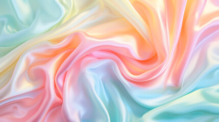Fototapeta premium Pastel pink, mint green, light blue, yellow and orange silk background