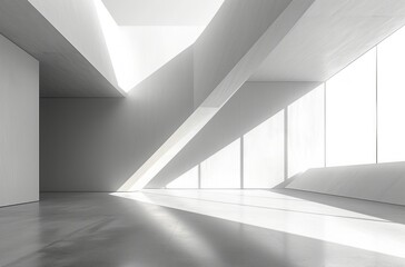 a white image of an empty room with an object inside it
