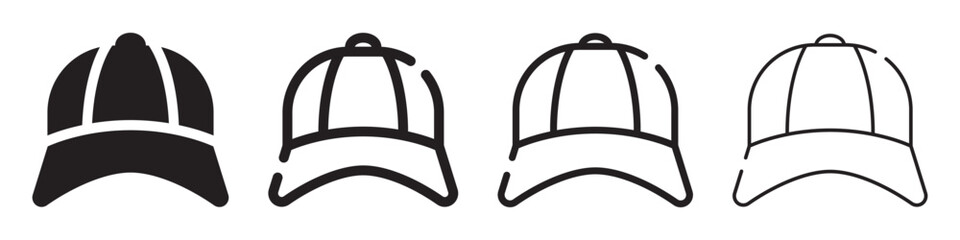 Set of baseball cap icons. Baseball hat symbol, sport cap. Vector.