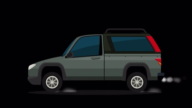 Pajero jeep animation with transparent background and alpha channel for any video content