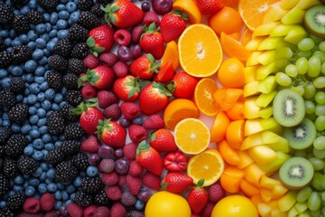 Naklejka na ściany i meble fresh fruit in a rainbow, diet ,vitamin resource